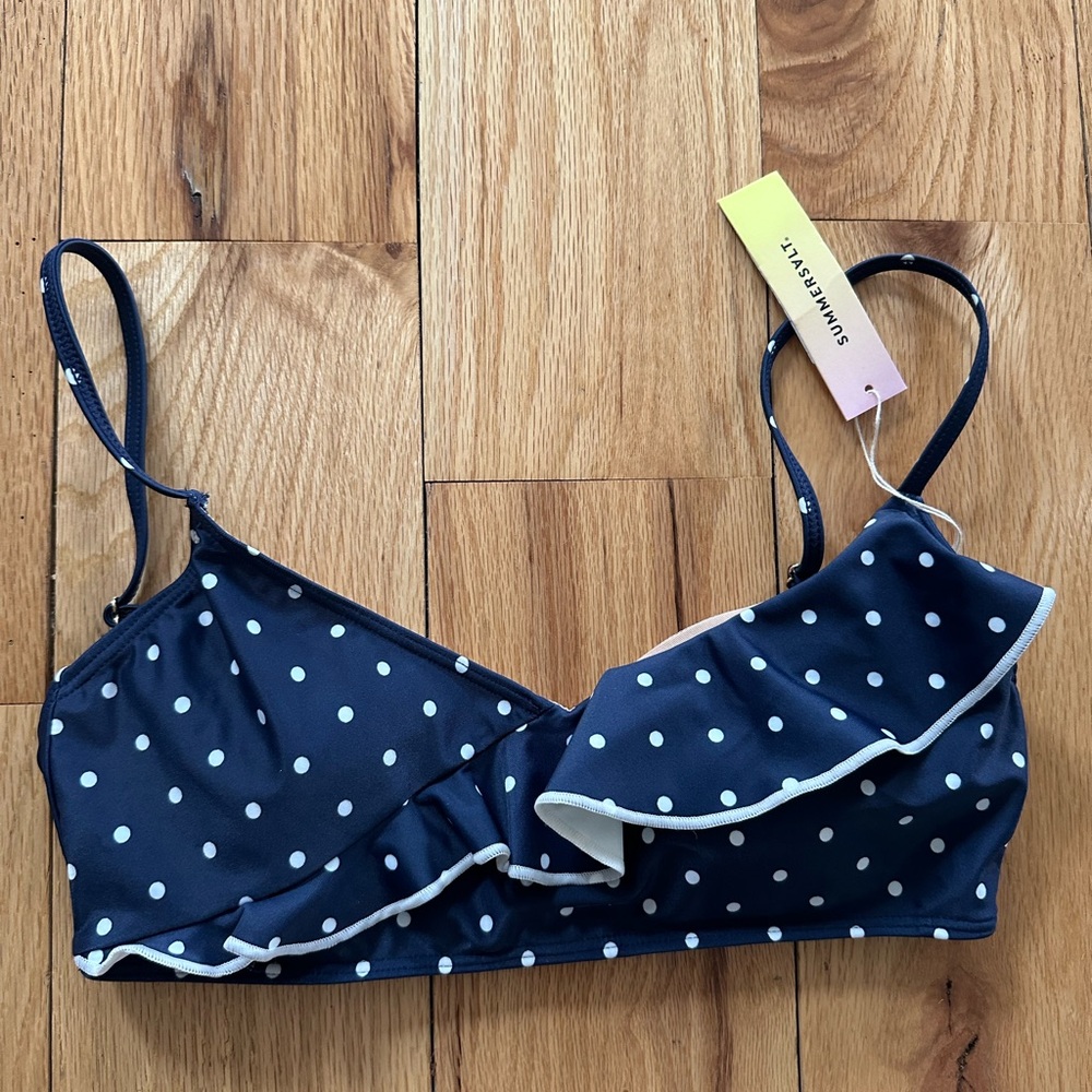 Summersalt The Ruffle Marina Bikini Top Deep Sea Dot size 2